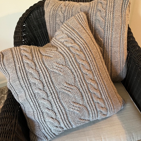 Set of 2 Cable Knit Euro Pillow Covers - Picture 4 of 5